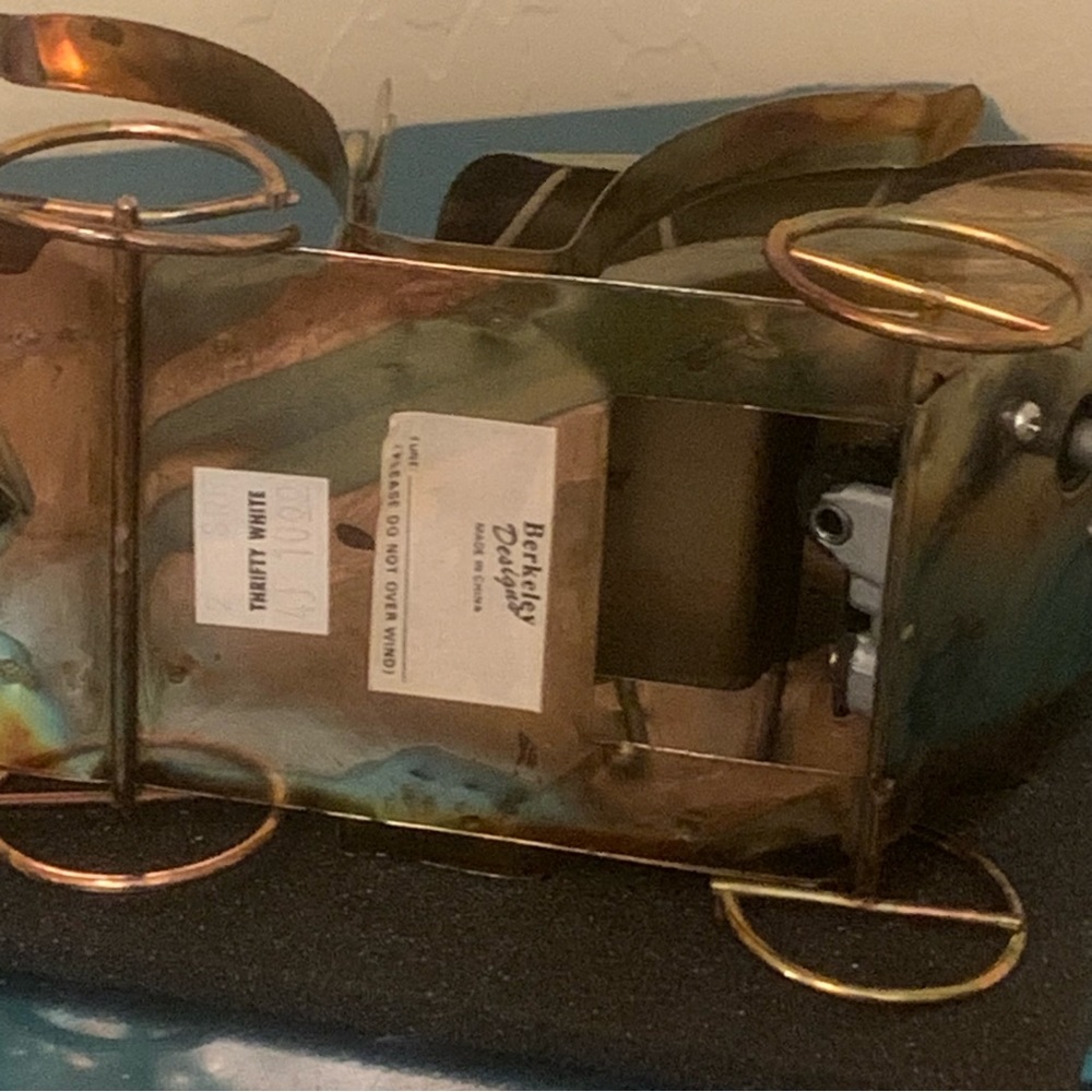 Model T Type Car Copper Art Tin with Music Box Plays “Happy Days Are Here Again” - Picture 7 of 7